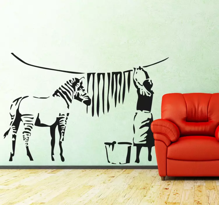 Muursticker woonkamer Banksy zebra print - TenStickers