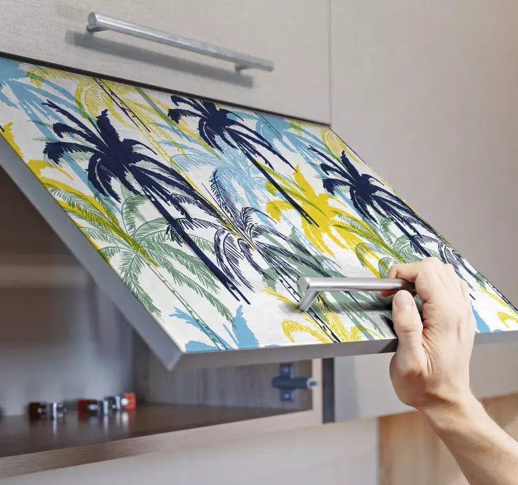 Muursticker boom kleurvol palmboom printje - TenStickers