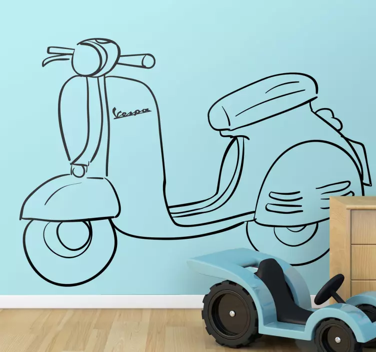 Muursticker eetkamer Sticker tekening scooter - TenStickers