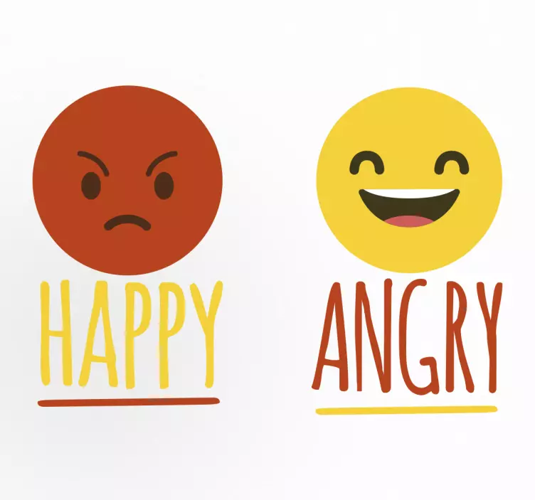 Muursticker Emoji Happy en Angry - TenStickers