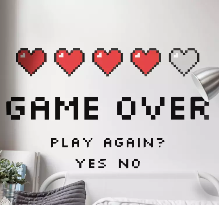 Muursticker games pixel hartmonitor - TenStickers