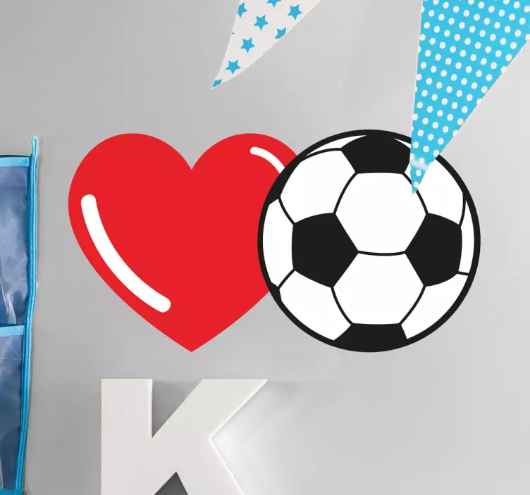 Muursticker hart en voetbal - TenStickers