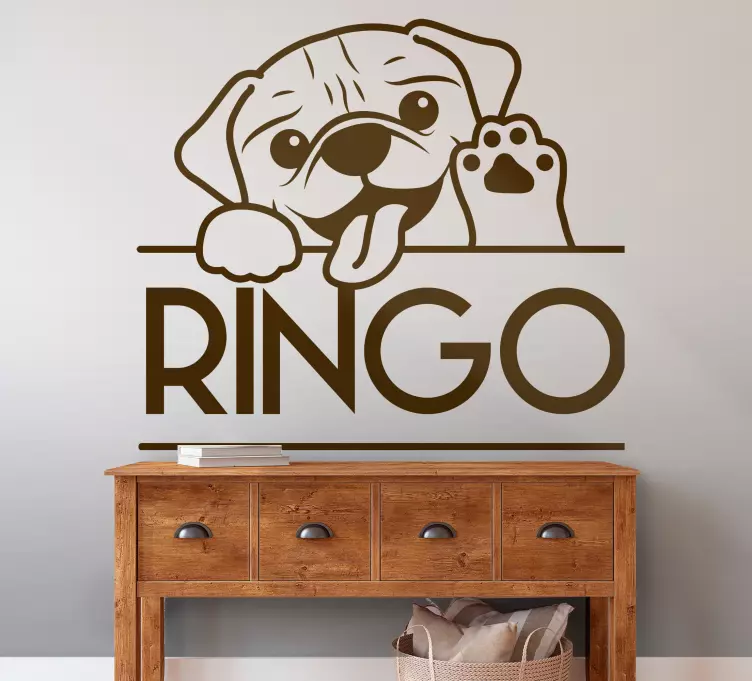 Muursticker kat Monocolor leuke hond gluren - TenStickers