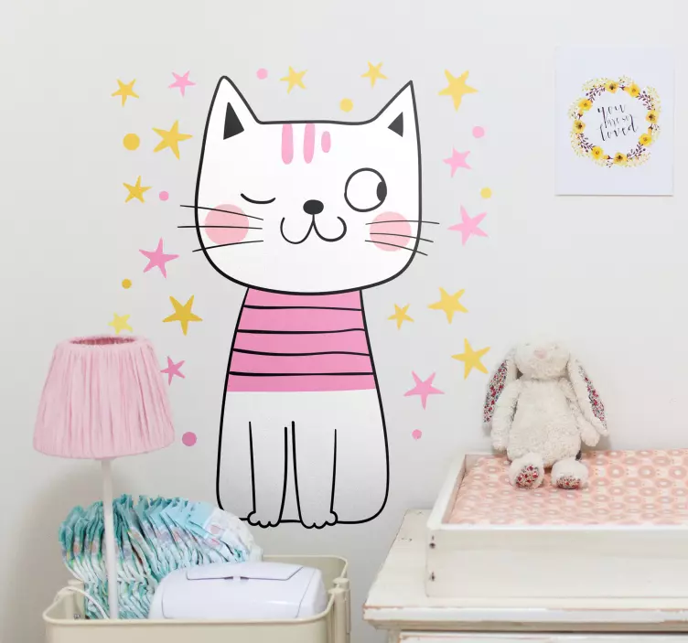 Muursticker kat charmante kattenillustraties - TenStickers