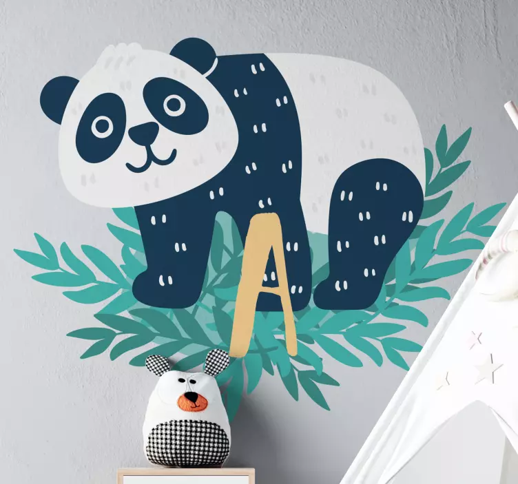 Muursticker kat panda klimt bladerige basis - TenStickers