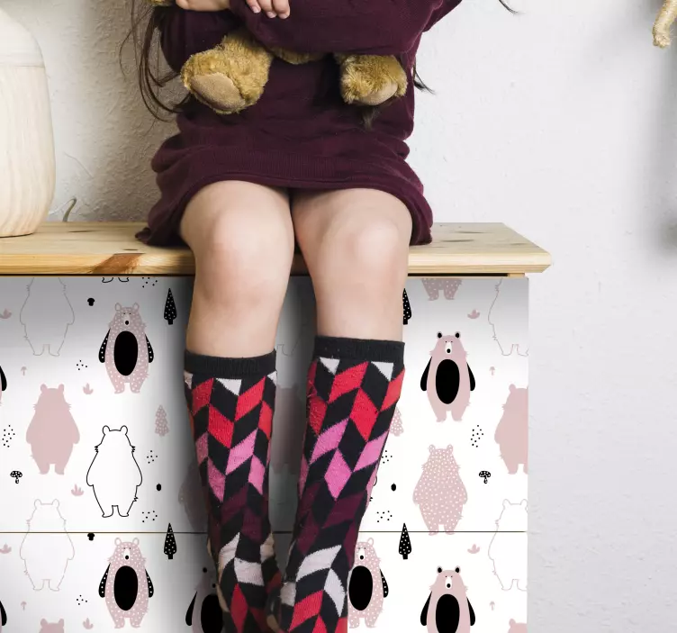 Muursticker kat schattig berenpatroon - TenStickers