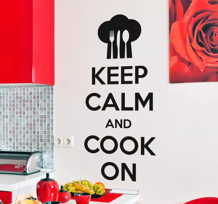 Muursticker keuken Keep Calm and Cook on - TenStickers