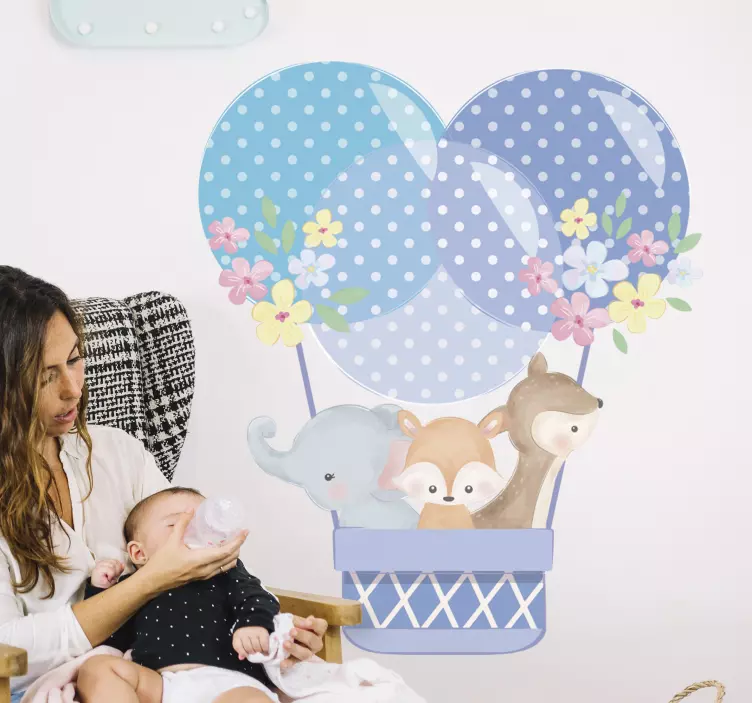 Muursticker kinderkamer dromerige dierenballonnen - TenStickers