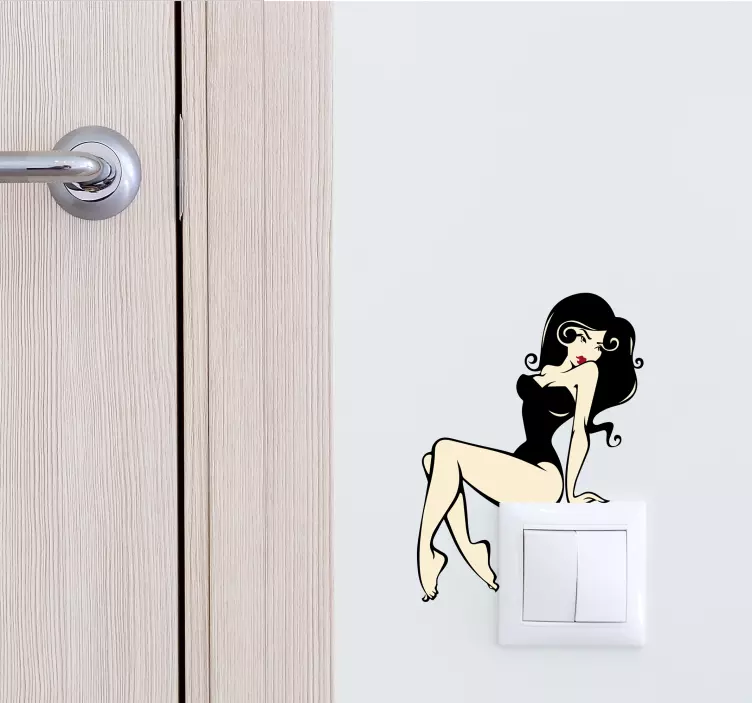 Muursticker lichtschakelaar sexy pinup - TenStickers