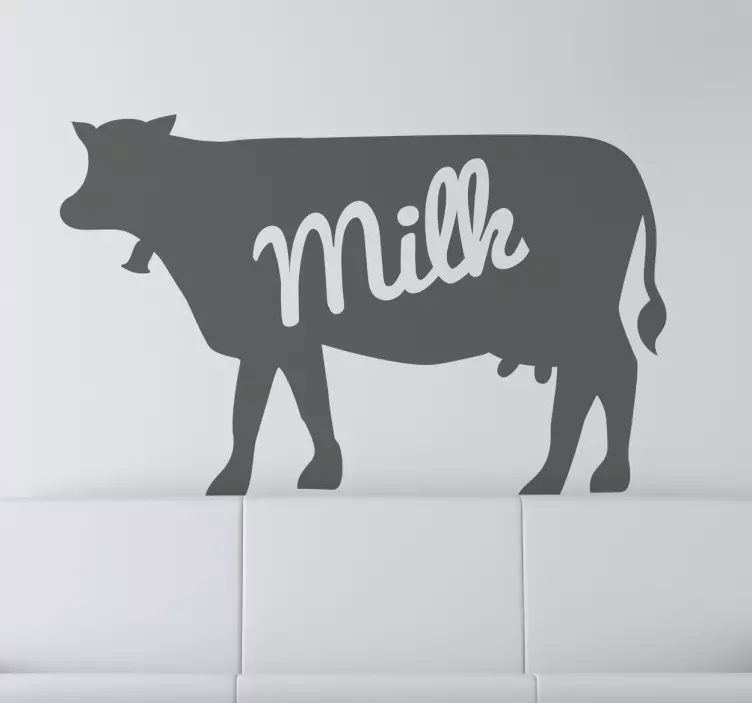 Muursticker melkkoe tekst ´Milk´ - TenStickers