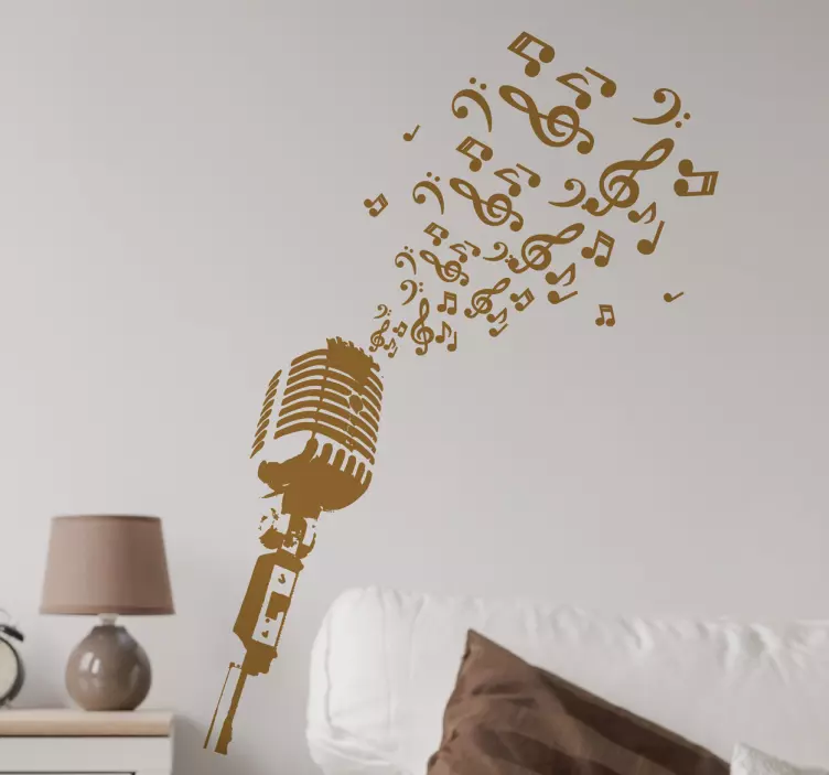 Muursticker Microphone met Noten - TenStickers