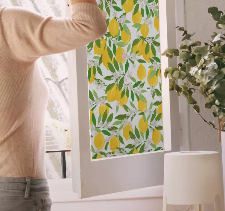 Muursticker planten levendig citroenen patroon - TenStickers