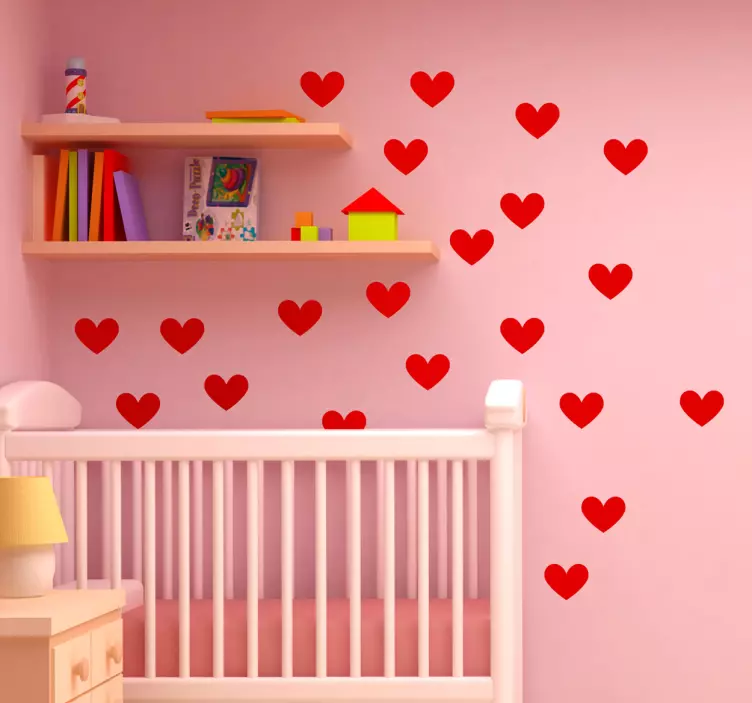 Muursticker kinderkamer rode hartjes - TenStickers