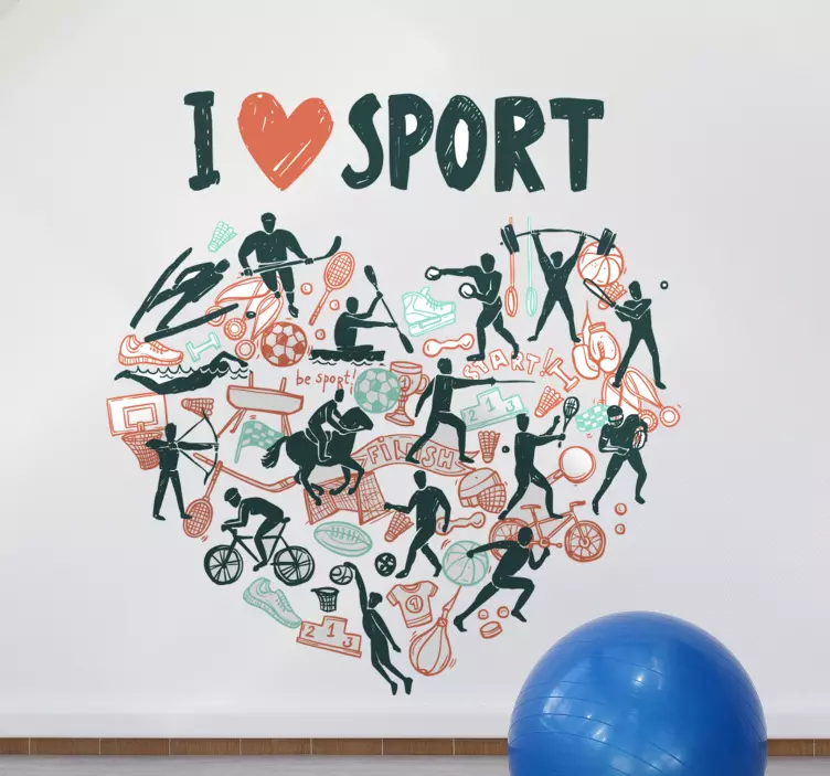 Muursticker sport i love sport - TenStickers