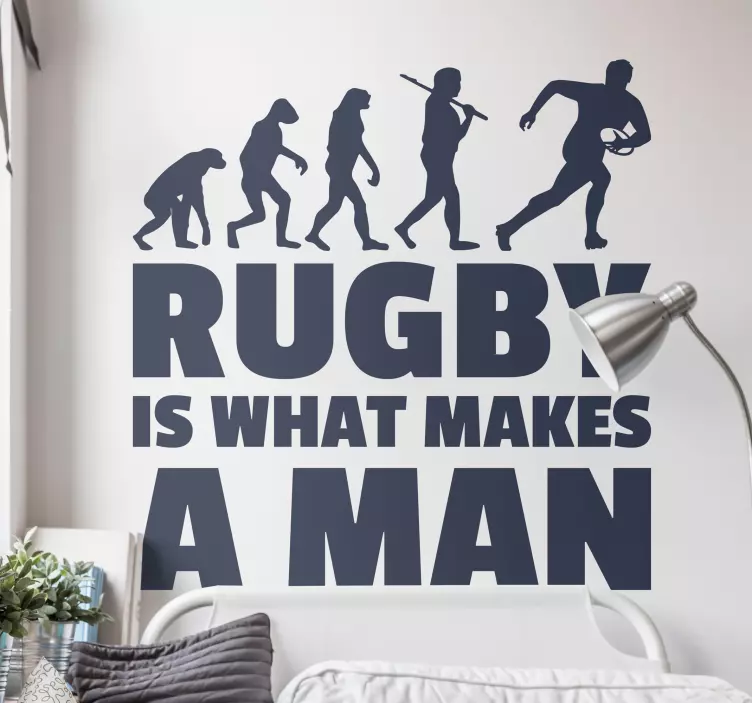 Muursticker sport Rugby makes a man - TenStickers
