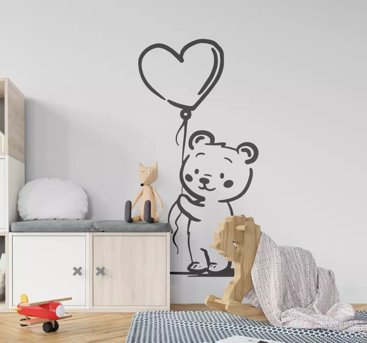 Muursticker Teddybeer met Hartkussen - TenStickers