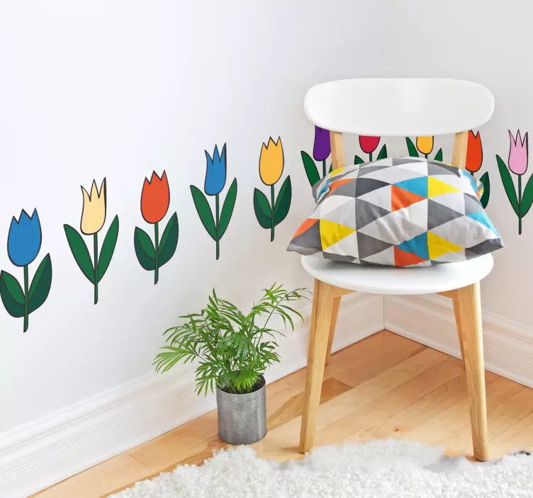Muursticker woonkamer tulpen - TenStickers