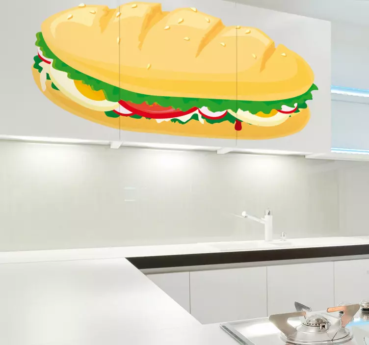 Muursticker keuken vegetarisch broodje - TenStickers
