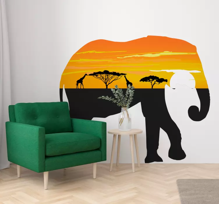 Muursticker wilde dieren olifant twilight outline - TenStickers