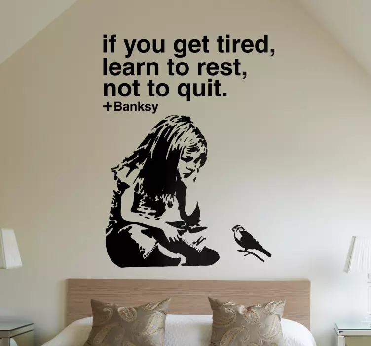 Muurstickers Banksy rest not to quit - TenStickers
