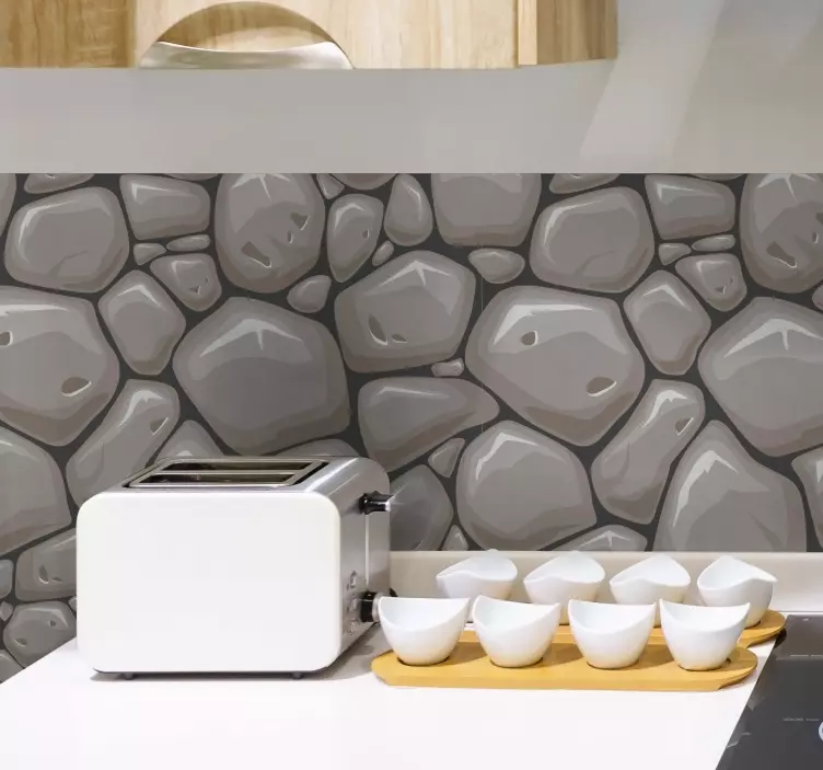 Muurstickers keuken grijze bakstenen - TenStickers