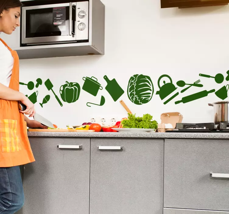 Muurstickers keuken Koken en keukengerei - TenStickers