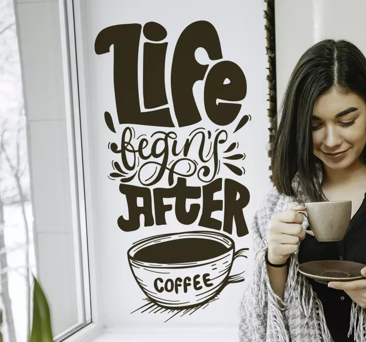 Keuken muursticker Life begins after coffee - TenStickers