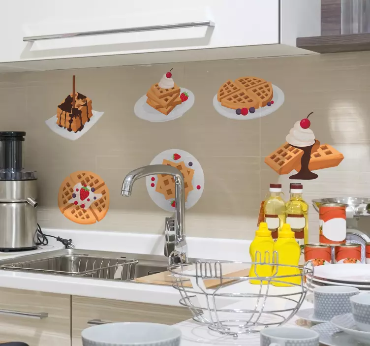 Muurstickers keuken Vlaamse wafels - TenStickers