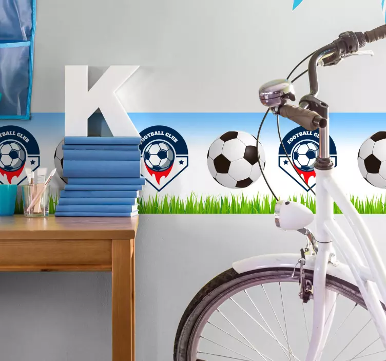 Kinderkamer stickerrand sticker voetbal - TenStickers