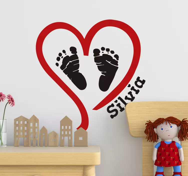 Muurstickers kinderkamer voetjes en hartje - TenStickers