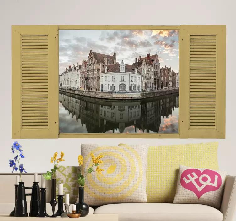 Muurstickers slaapkamer foto Brugge stad - TenStickers