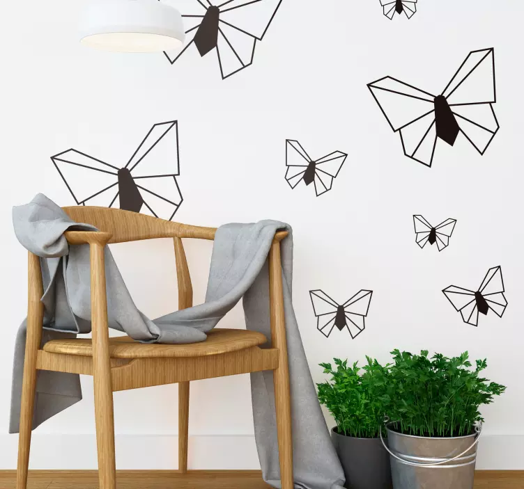 Slaapkamer muursticker origami vlinders - TenStickers