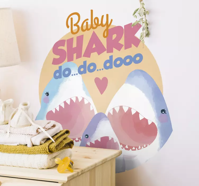 Muurstickers tekst Baby shark dododo song - TenStickers