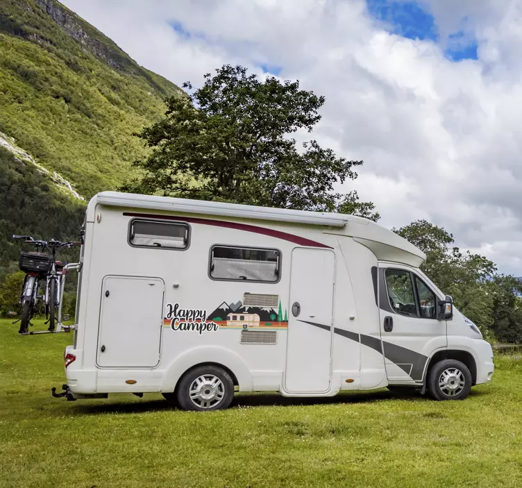 Tekst Sticker Happy Camper - TenStickers