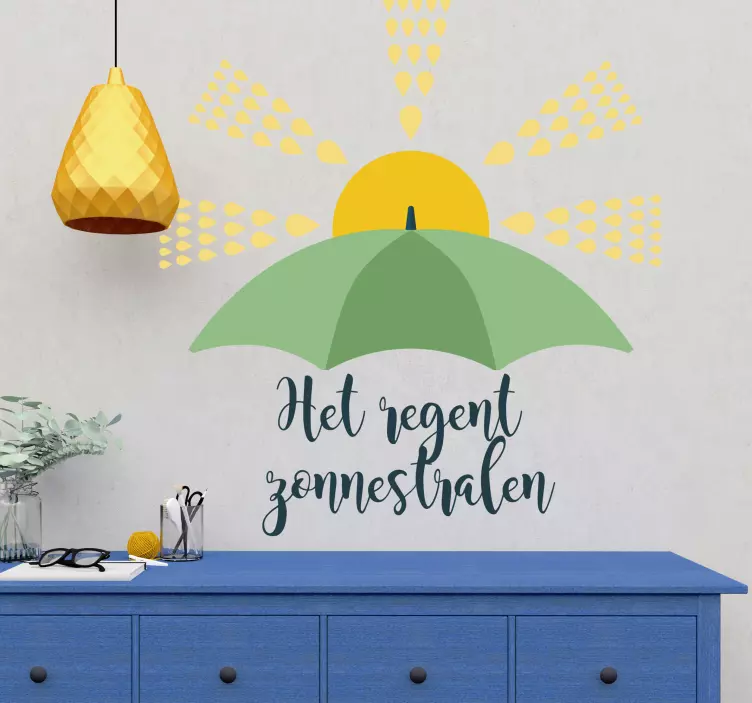 Muurstickers tekst het regent zonnestralen - TenStickers