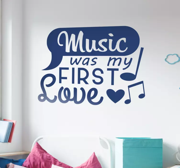Tekst sticker music was my first love - TenStickers