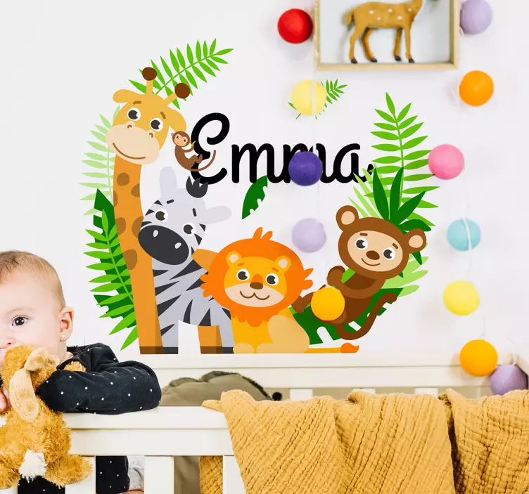 Naamsticker jungle dieren - TenStickers