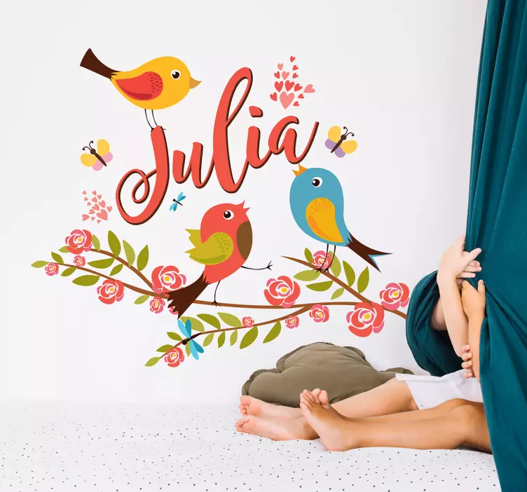 Naamsticker lente vogels - TenStickers