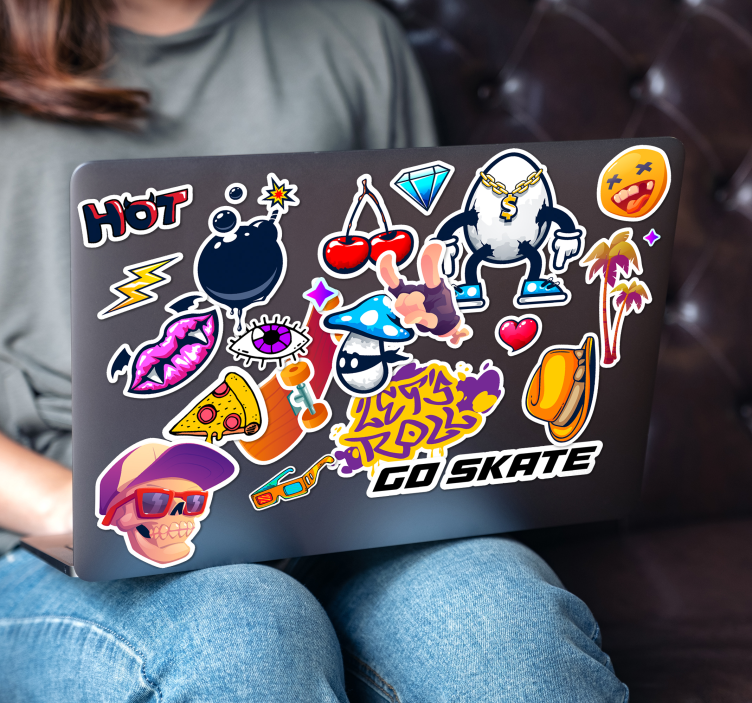 Ontwerpen ingesteld laptop sticker - TenStickers
