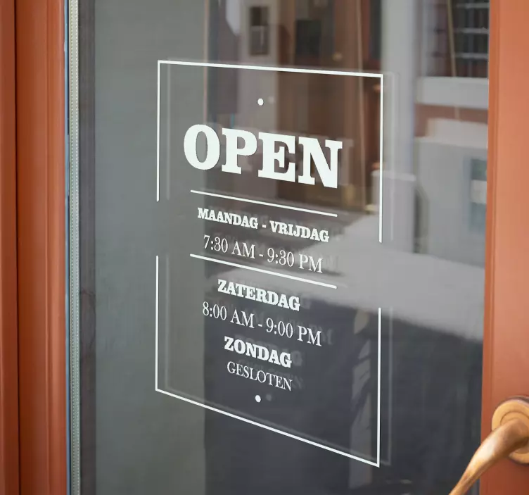 openingstijden sticker Etalage stickers - TenStickers