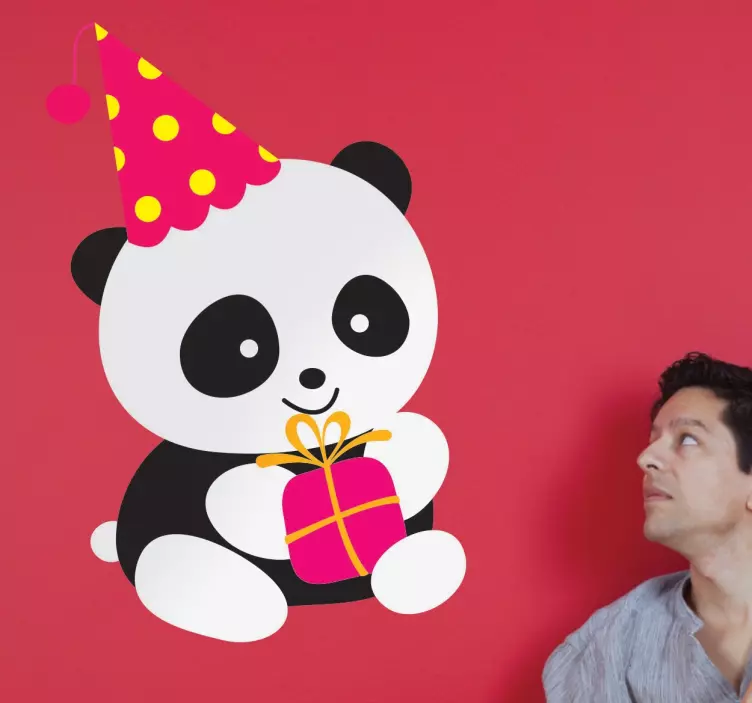 Panda feest verjaardag sticker - TenStickers