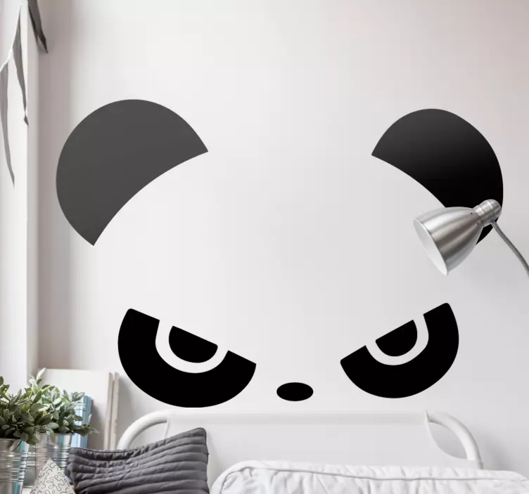 Panda gezichtsuitdrukking Muursticker kat - TenStickers