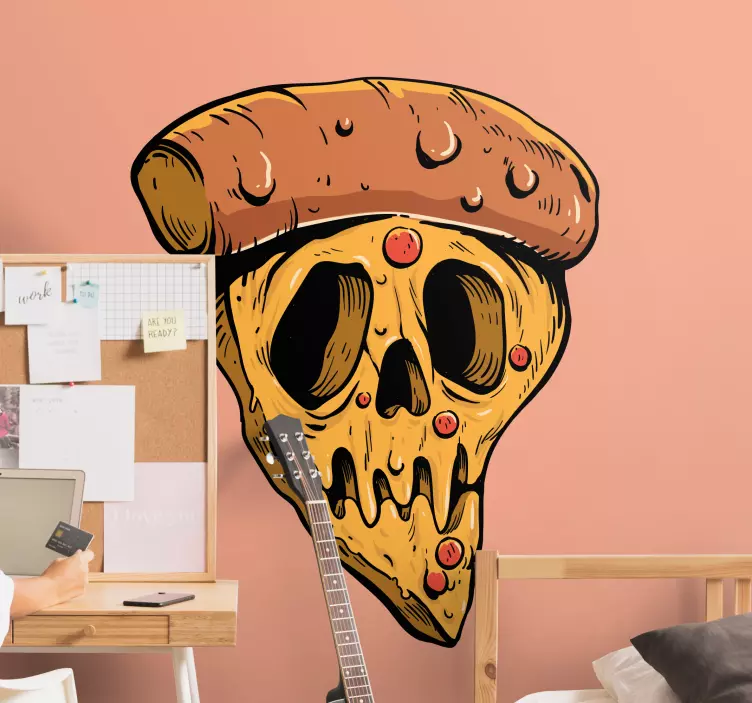Pizza schedel ontwerp object sticker - TenStickers
