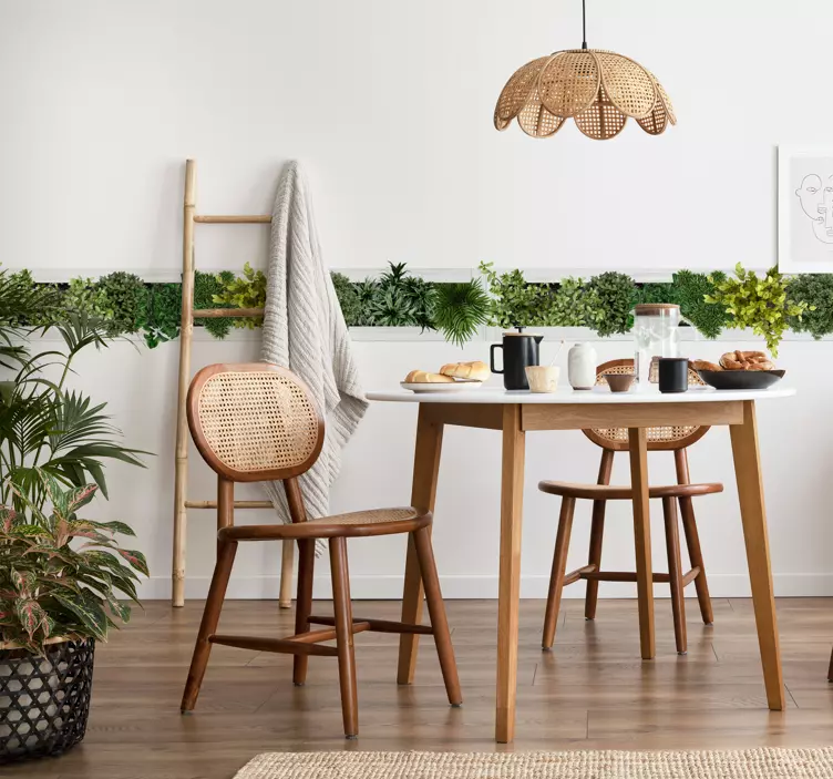 Muursticker woonkamer planten verticale tuinrand - TenStickers