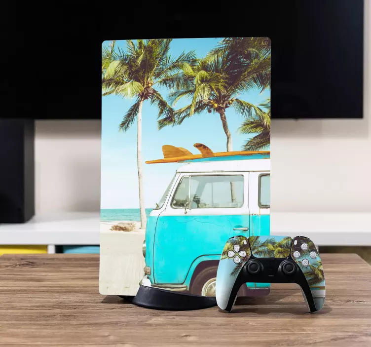 Ps5 sticker tropische surfbus - TenStickers