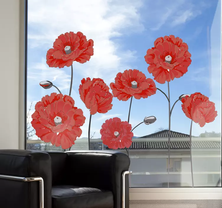 Raamsticker bloemen pioenrozen - TenStickers