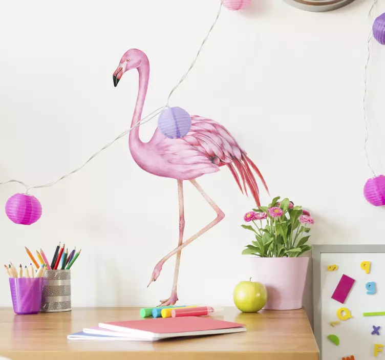Raamsticker vogels roze flamingo figuur - TenStickers
