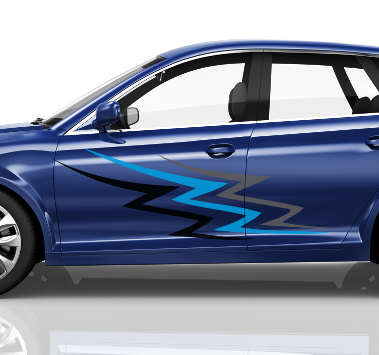 Bestickering auto met blauwe en zwarte race strepen - TenStickers