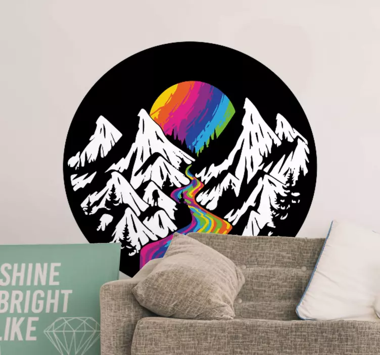 Regenboog berglandschap natuur muursticker - TenStickers