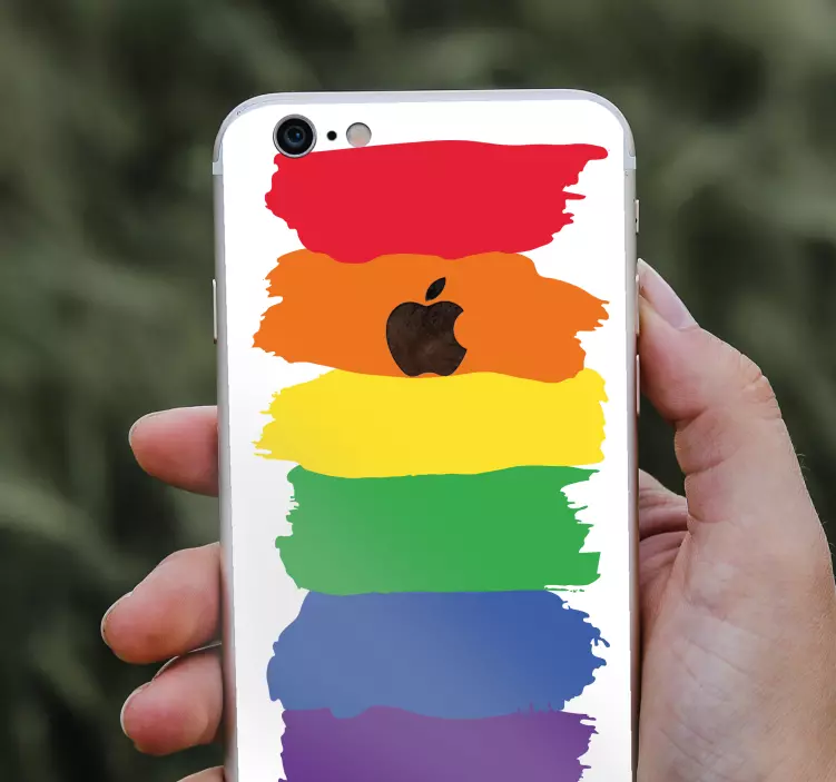 Regenboogstreken iPhone sticker - TenStickers